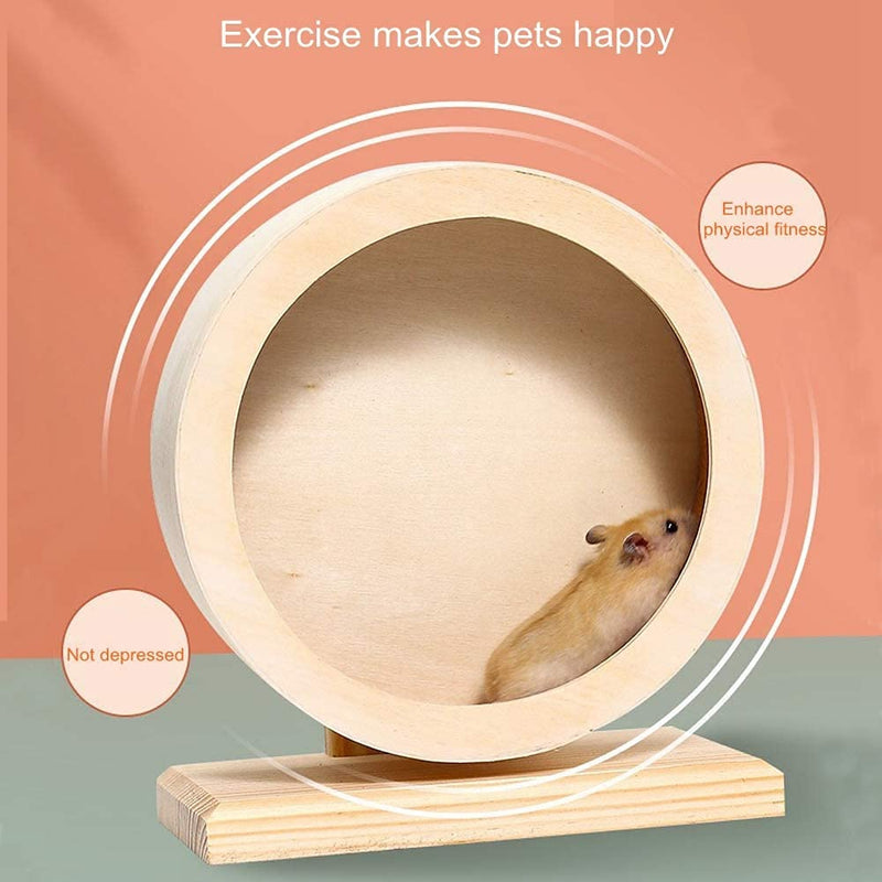 FOUUA Hamster Wheel, Diameter-5.9Inches Wood Hamster Exercise Wheel, Small Animals Silent Wheel Playing Toy for Rat Gerbil Mice Chinchillas Hedgehogs Guinea Pigs - PawsPlanet Australia