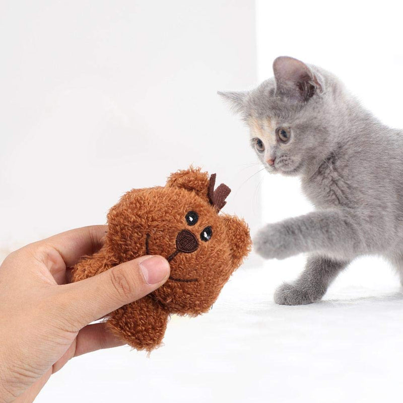 3Pcs Catnip Plush Toy Little Bear Shape Cat Chew Toys Interactive Pet Catnip Teeth Cleaning Toys Christmas Toy Gift for Indoor Cats Kitten - PawsPlanet Australia