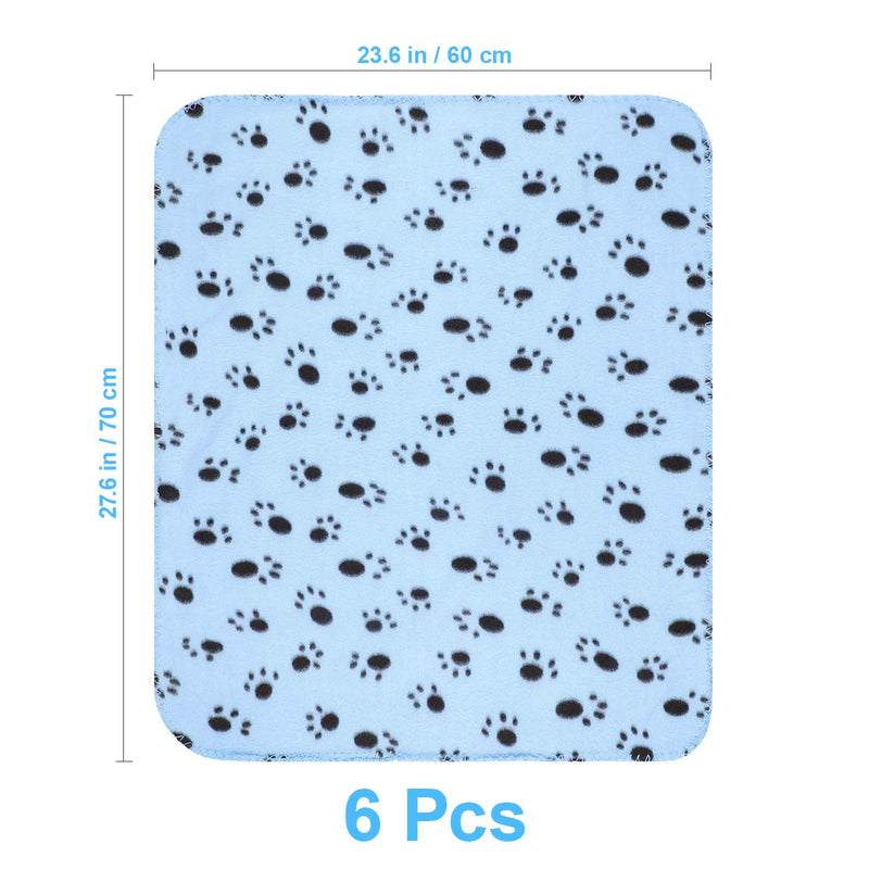 POPETPOP 6 Pack Puppy Blanket Cushion Dog Cat Fleece Blankets Pet Sleep Mat Pad Bed Cover Paw Print Kitten Soft Warm Pet Blankets - 60 * 70cm - PawsPlanet Australia