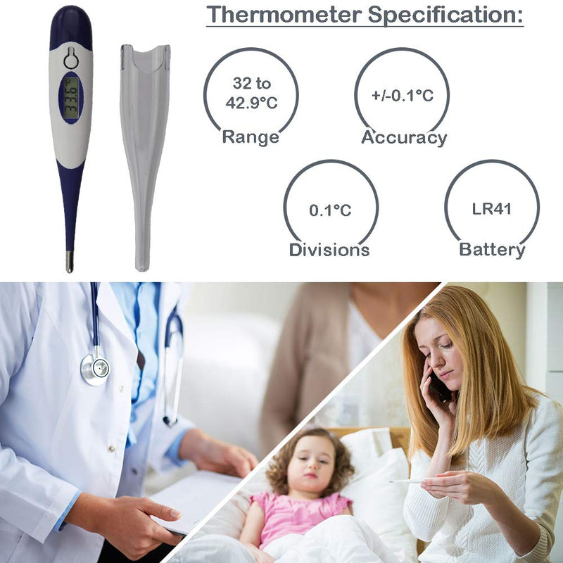 Digital Pet Thermometer For Animal Owners of Dogs Cats Horses Vets Flexible Temperature Probe Includes Veterinary Hobdays Chart - PawsPlanet Australia