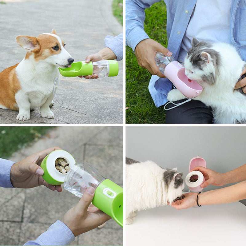 Haqi Dog Water Bottle for Walking, Multifunctional and Portable Dog Travel Water Dispenser with Food Container,Detachable Design Combo Cup for Drinking and Eating,Suitable for Cats and Puppy Pink - PawsPlanet Australia