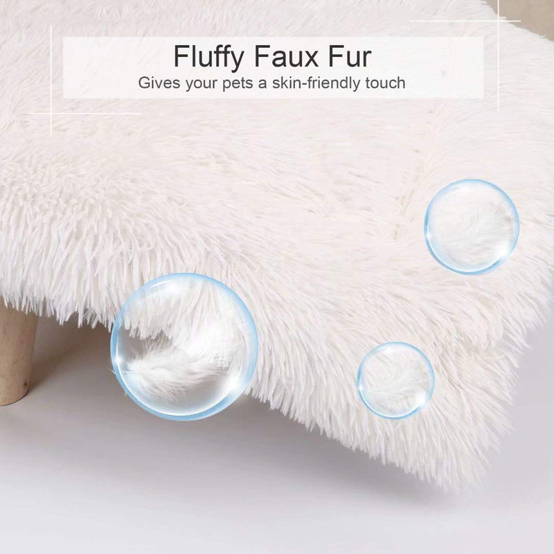 Calming Dog Bed Mats Cat Blanket with Premium Fluffy Faux Fur for Cats and Large Medium Small Dogs L(32'' x 28'') Blue White - PawsPlanet Australia