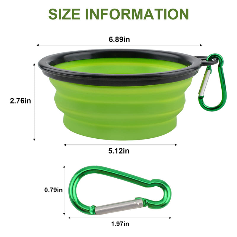 HACRAHO Collapsible Dog Bowls, 2 PCS Portable Dog Water Travel Bowls with Lids Foldable Silicone Dog Bowls with 2 Carabiners for Travel Hiking Walking, Green and Black, M - PawsPlanet Australia