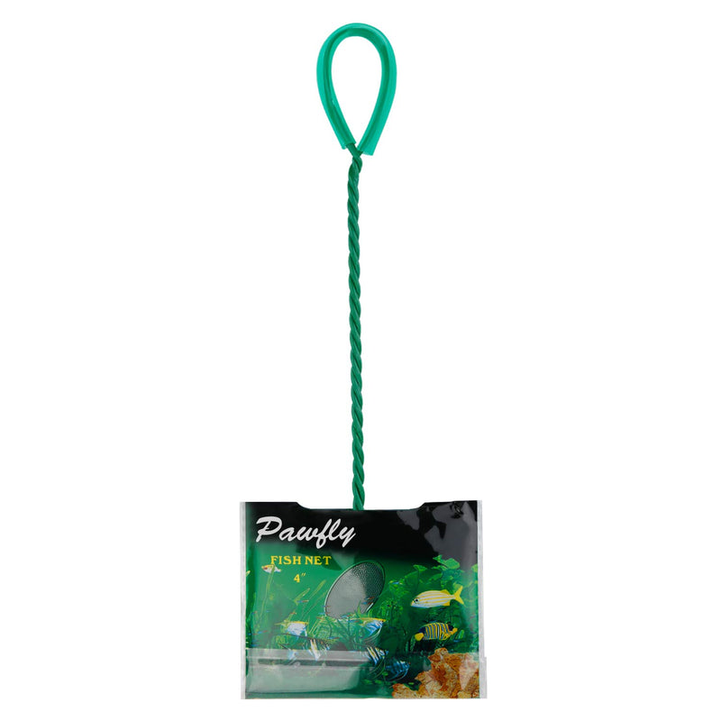 [Australia] - Pawfly 4 Inch Aquarium Net Fine Mesh Small Fish Catch Nets with Plastic Handle - Green 1 Pack 