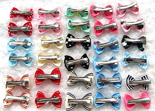 [Australia] - Dogs Kingdom Variety Patterns Pet Dog Cat Head Flower Hairpin Pet Bow Hairpin One Size Random-10pcs 