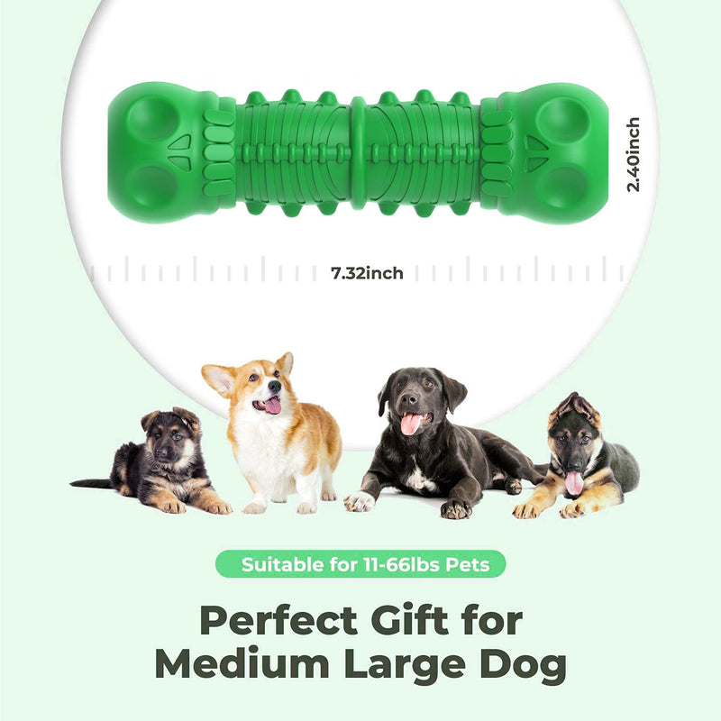 SZCLIMAX Dog Squeaky Toys, Dog Chew Toys for Aggressive Chewers Large Medium Breed, Almost Indestructible Tough Durable Dog Toys, 100% Natural Rubber, Green - PawsPlanet Australia