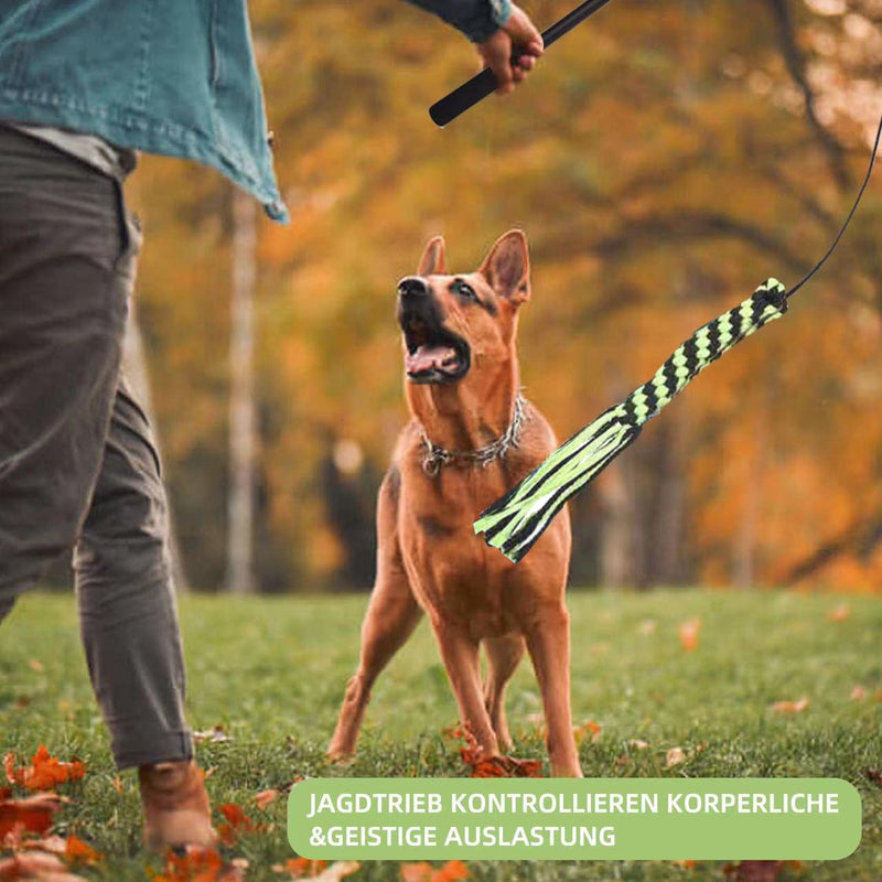 Flirt Pole Rope Dog Toy with Rope Ball and 2 Chasing Tail Chewing Braided Cotton Rope Outdoor Interactive Tug Extendable Teaser Training Wand Pet Flirt Stick for Small Medium Large Dogs - PawsPlanet Australia