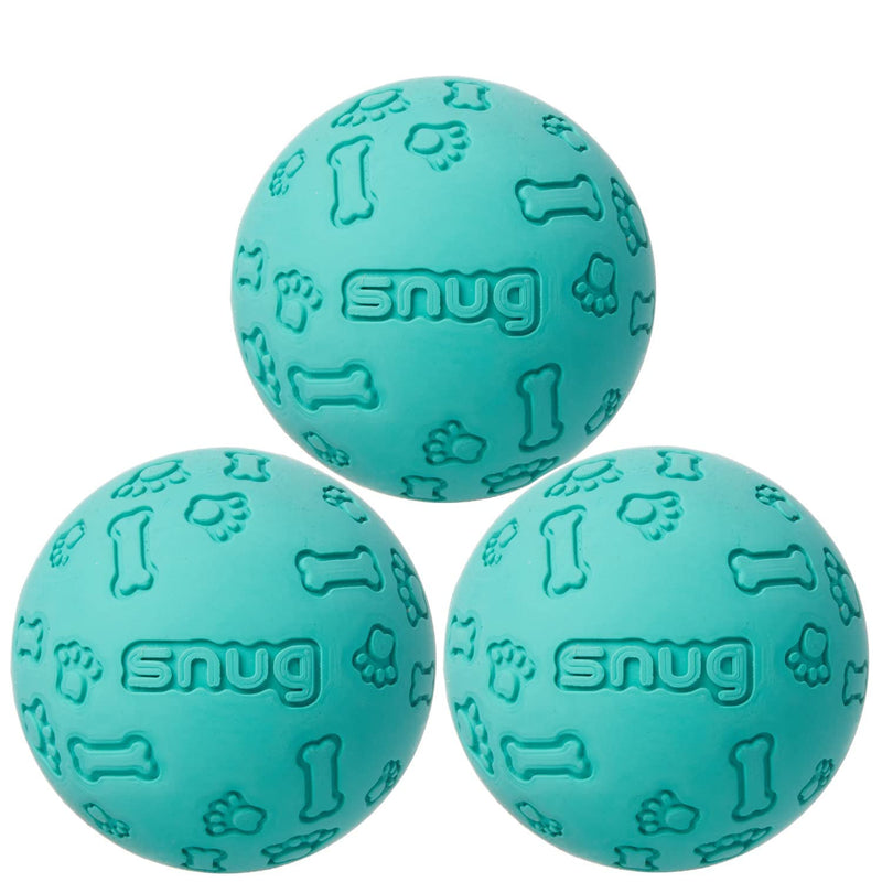 Snug Rubber Dog Balls for Small and Medium Dogs - Tennis Ball Size - Virtually Indestructible (3 Pack - Aqua) - PawsPlanet Australia