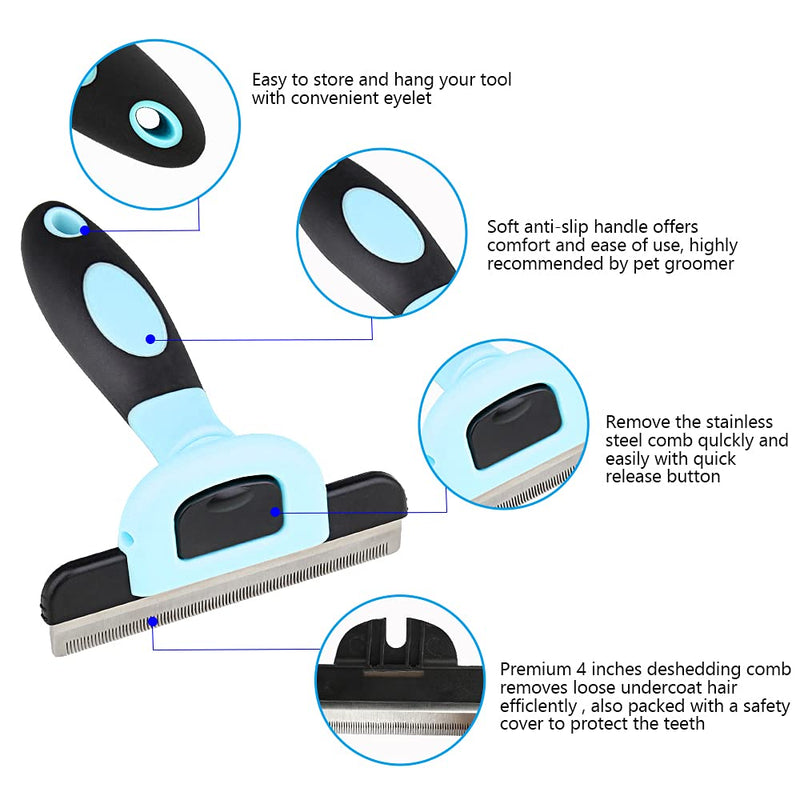 Deshedding Tool & Pet Grooming Brush for Small, Medium & Large Dogs, Cats & Horses, With Short to Long Hair. - PawsPlanet Australia