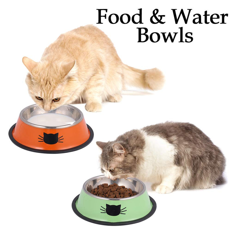 Heyu-Lotus 3 PCS Cat Bowls, Stainless Steel Cat Food & Water Bowl Anti-slip Base Pet Feeding Bowls with Scoops for Cats, Rabbits, Puppy - PawsPlanet Australia