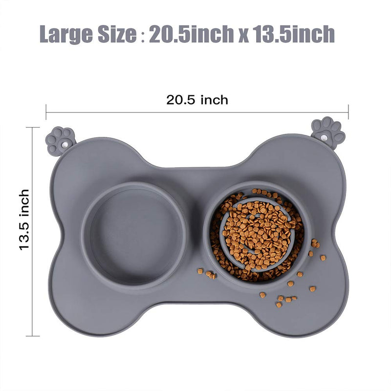 Blingbin Slow Eating Pet Bowls, 2-in-1 Dog Food Bowl, Dog Food Mat Pet Double Bowl Silicone Dog Bowls Anti-Choking Dog Feeding Mat, Hedgehog Bowl Cat Bowls With Stand, 20.44 * 13.76 inch - PawsPlanet Australia