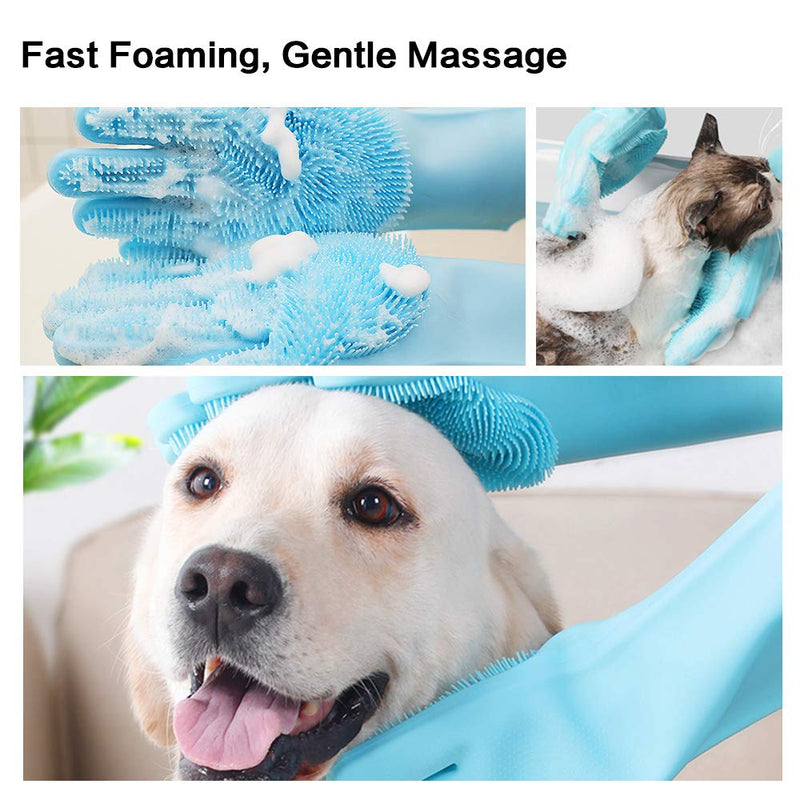 Pet Grooming Gloves, Dog Bathing Shampoo Gloves, Dog Washing Gloves for Shedding Massage, Pet Shower Attachment Supplies for Anti-Bite & Anti-Scratch - PawsPlanet Australia