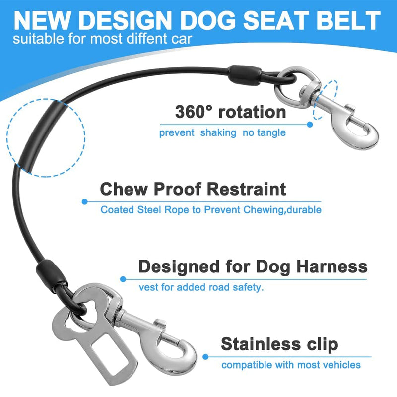 Mi Metty Dog Seat Belt Steel Wire Bite Resistant Dog Belt for Car Universal Plug Dog Seat Belt for Dogs Cats Pet Red Blue 2 Pieces 32 Inch/80 CM - PawsPlanet Australia