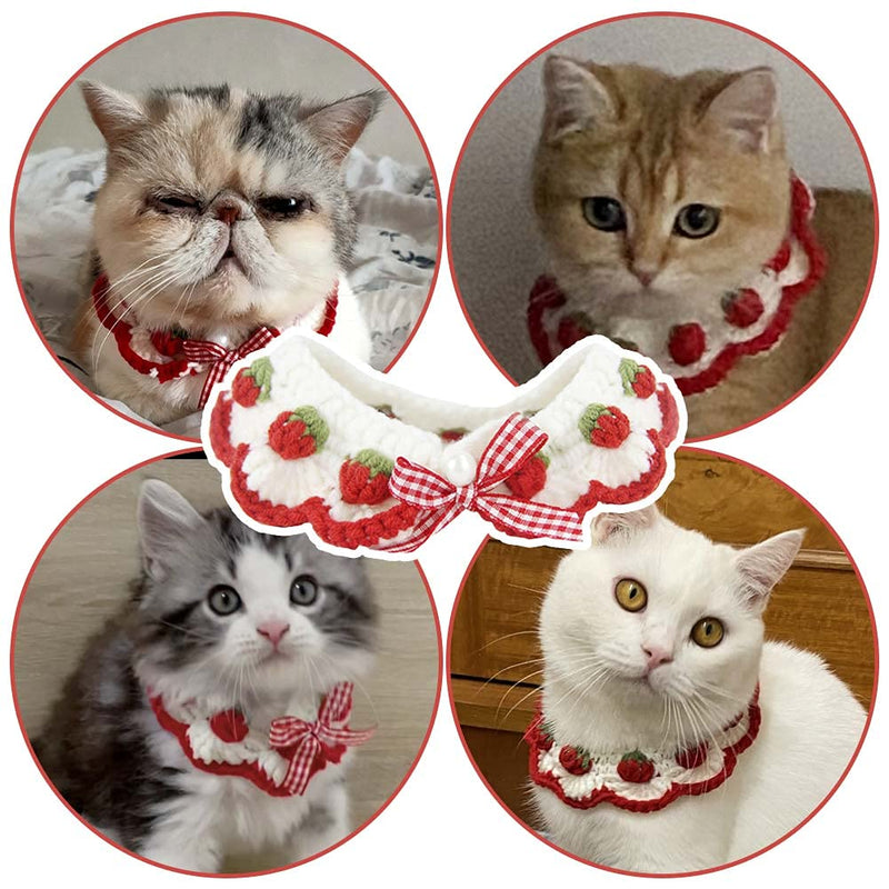 Handmade cat collar with safety release adjustable collar for kittens, puppies and small puppies strawberry S - PawsPlanet Australia
