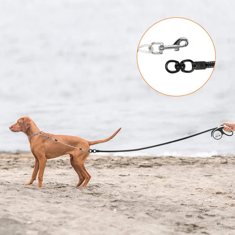 Chew Proof Retractable Dog Lead - Reflective Extendable Double Dog Leash for 2 Dogs with 2 No Tangle Strong Wire Ropes, 16 ft Heavy Duty Dual Dog Leash for Medium and Large Dogs - PawsPlanet Australia