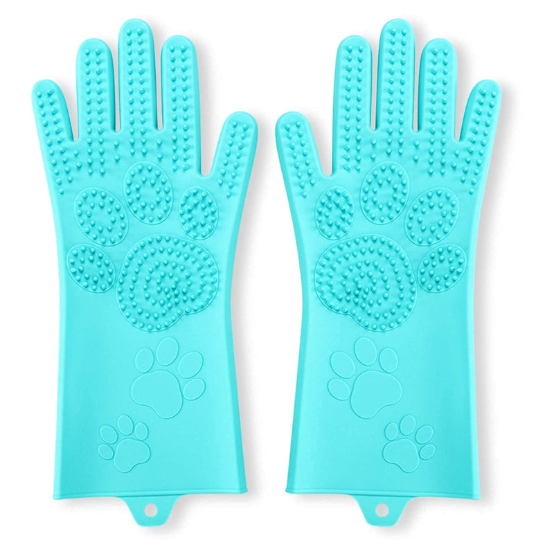 Srtood Pet Grooming Magic Gloves, Dog Cat Bathing Shampoo Brush, Silicone Hair Removal Gloves with Thick High Density Teeth for Bathing and Messaging, Double-Side Scrubbing Gloves for Shedding - PawsPlanet Australia