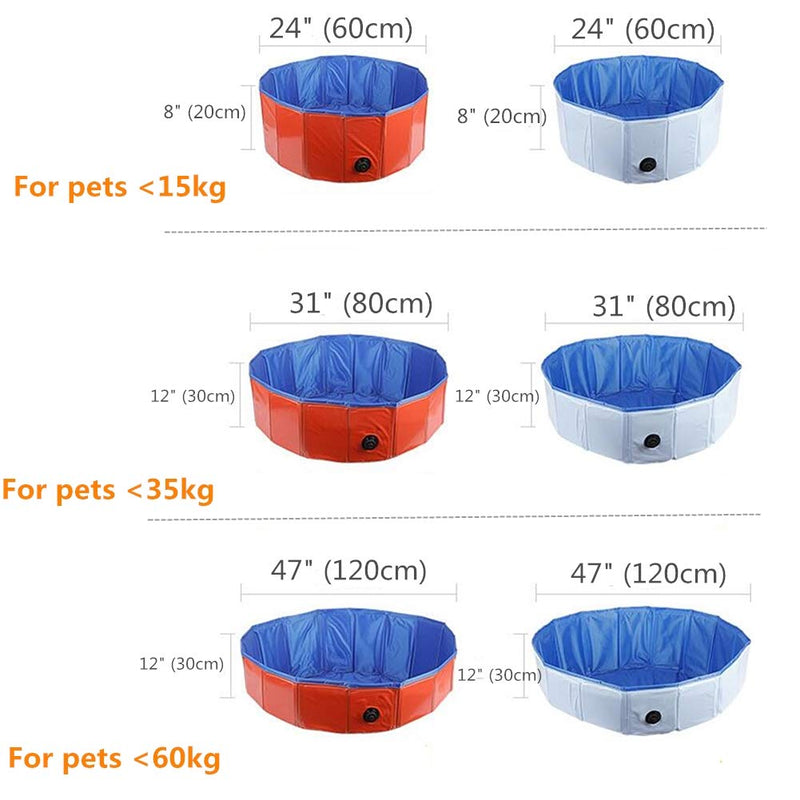 Ruick Folding Dog Pool - Pet Bath Pool, Swimming Pool for Dog Folding Kiddie Pool Portable PVC Pet Paddling Bath Tub for Pets (24"*8", Blue) 24"*8" - PawsPlanet Australia