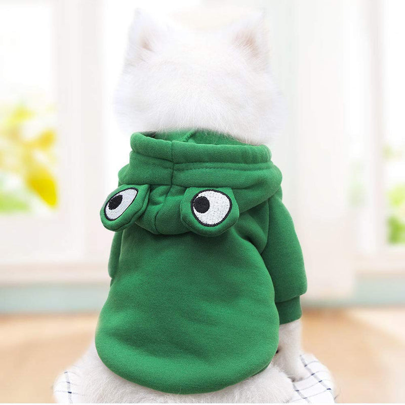 Funny Frog Dog Hoodie, Dog Sweater Cute Apple Banana Frog Warm Jacket for Pet Fashion Cold Weather Outfit for Small Medium Puppy Cats Green S - PawsPlanet Australia