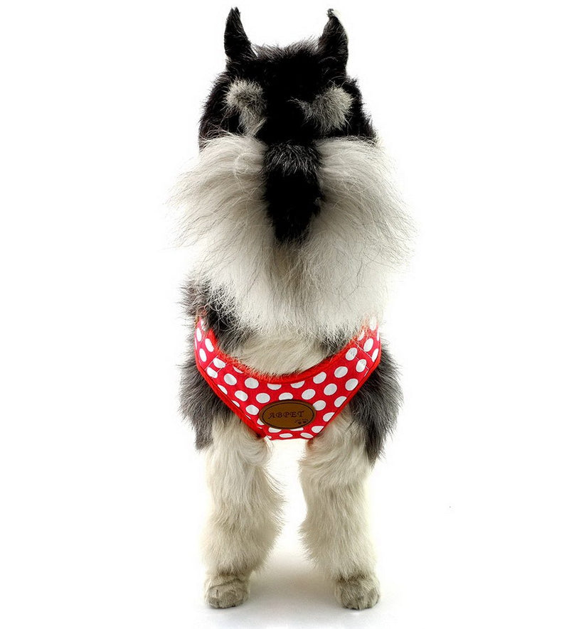 [Australia] - SELMAI Small Dog Harness Vest Leash Set Polka Dot/Camo Mesh Padded No Pull Leads for Puppy Pet Cat S Red 