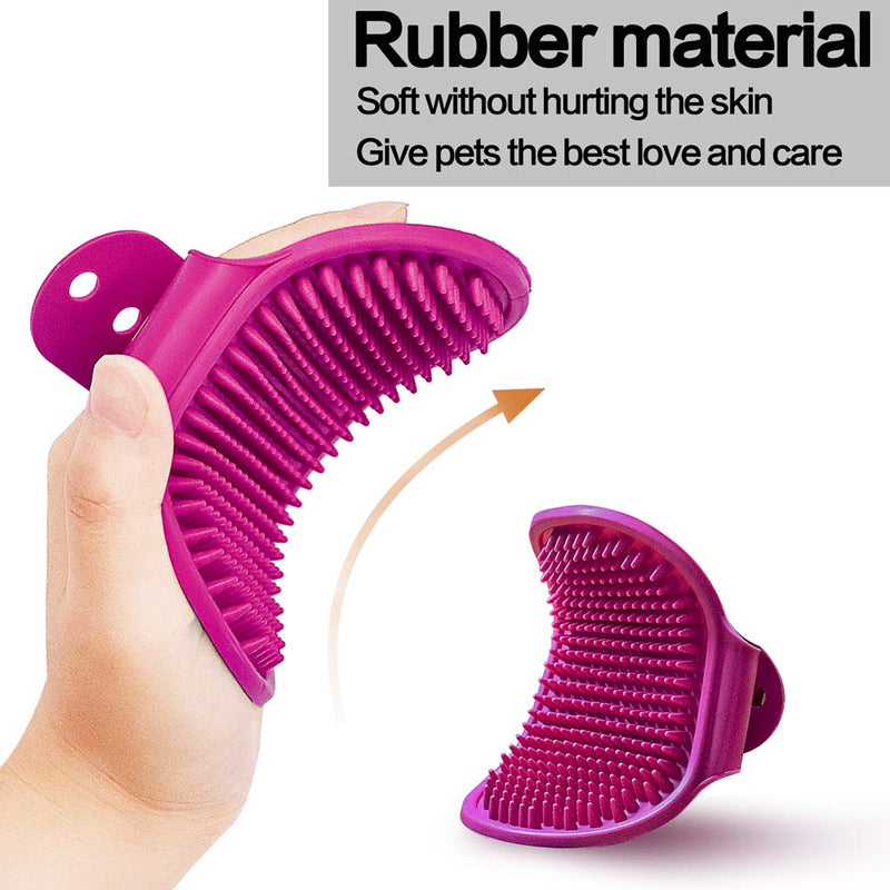 Dog Bath Brush , Aoche Pet Bath Comb Brush Soothing Massage Rubber Comb 2pcs with Adjustable Ring Handle for Long Short Haired Dogs and Cats (blue+rose) - PawsPlanet Australia