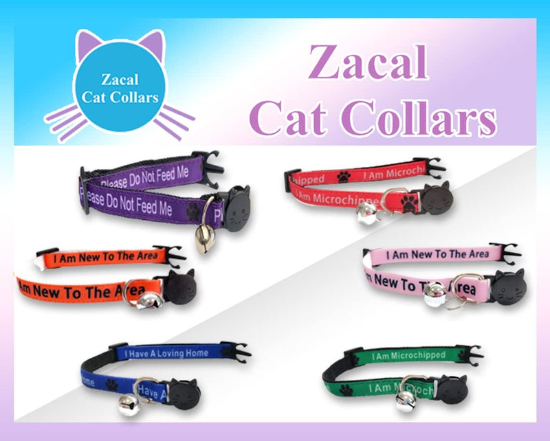 ZACAL Cat Collars with Bell | Worded Cat Collars  Please Do Not Feed Me/I Am Microchipped | Safe Quick Release Breakaway Buckle Cat Collars (Blue, I Am Microchipped') Blue 'I Am Microchipped' - PawsPlanet Australia