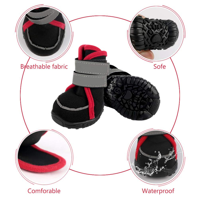 Etdane Non-Slip Dog Boots, Waterproof Pet Shoes for Small to Large Dog Puppy, Runing Hiking Paw Protectors with Reflective Strip, for Winter Summer Snow Hot Pavement Hardwood Floor XX-Small Black - PawsPlanet Australia