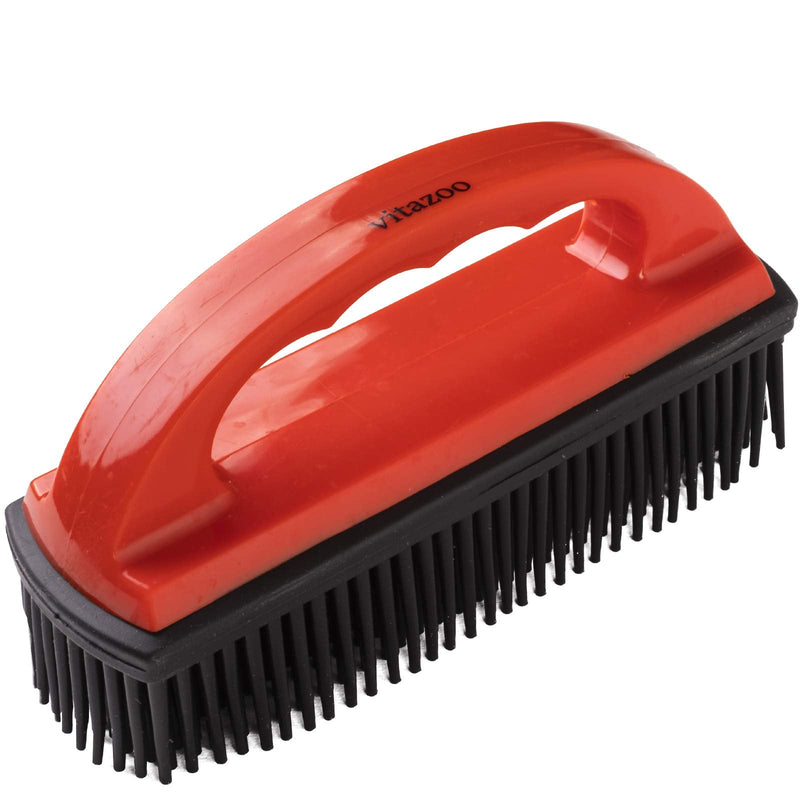 vitazoo clothes brush for removing animal hair - carpet brush car brush upholstery brush for animal hair removal - soft textile brush for cats and dog hair - red 1x - PawsPlanet Australia