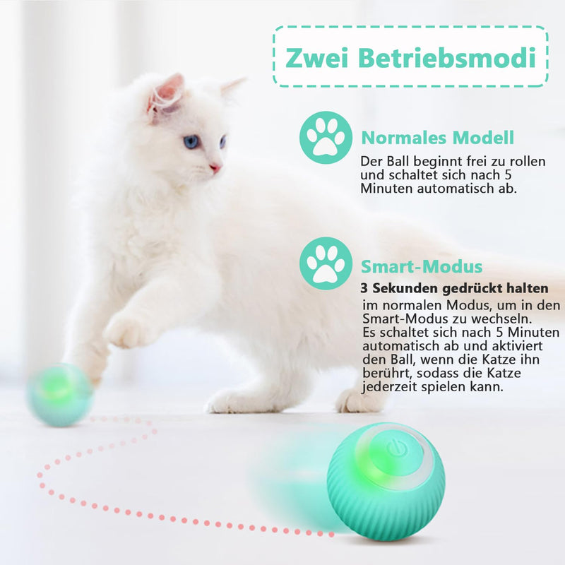 Cat Toy Electric with LED Light Cat Toy Self-employment 360 Degree Ball Interactive Cat Toy Self-Rotating Intelligent USB Rechargeable Cat Toy Ball Blue - PawsPlanet Australia