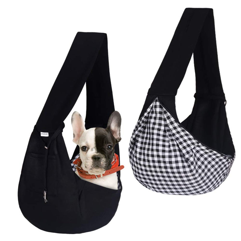 [Australia] - FDJASGY Small Pet Sling Carrier-Hands Free Reversible Pet Papoose Bag Tote Bag with a Pocket Safety Belt Dog Cat for Outdoor Travel Black 