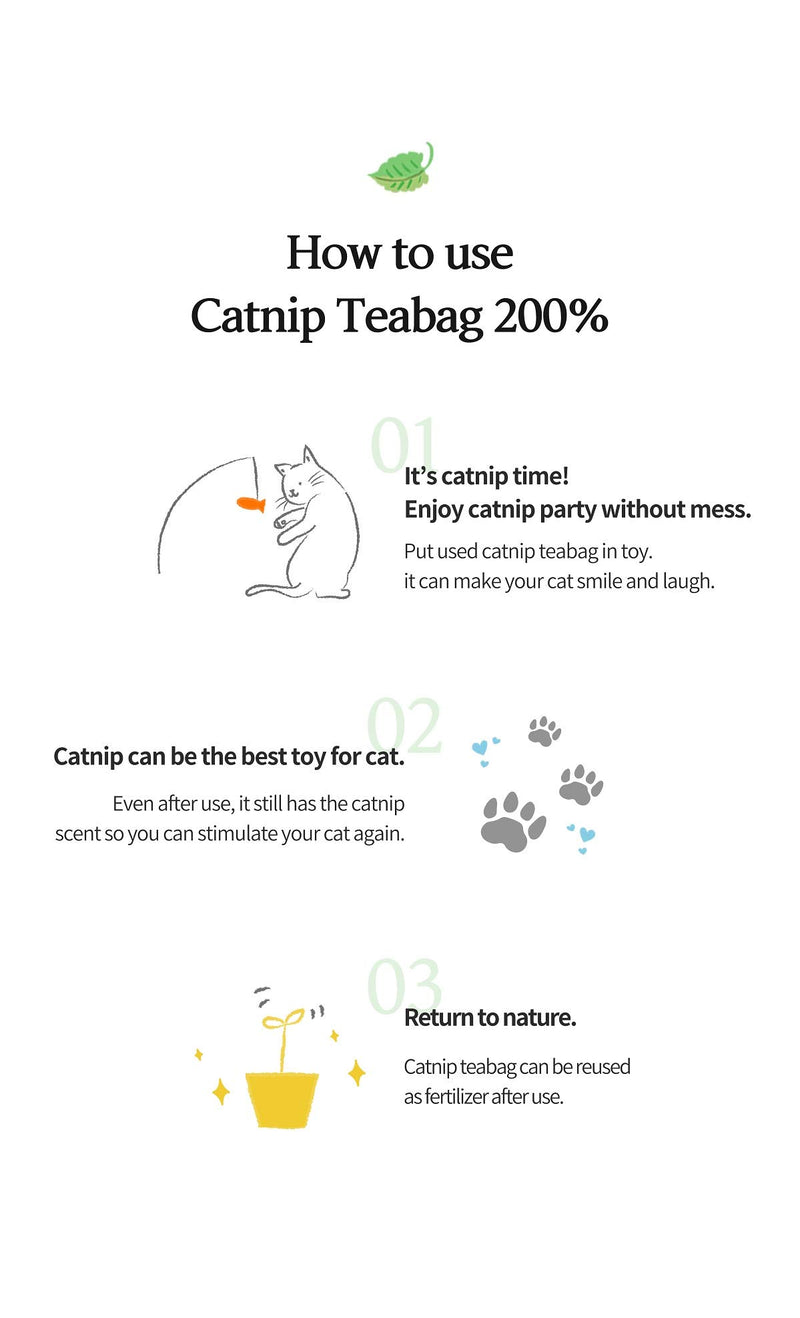 [Australia] - Gororong Premium Catnip Teabag for Indoor and Outdoor Cat and Feline, Natural, Safe and High Potency, Improve Cat's Water Intake, 13EA 