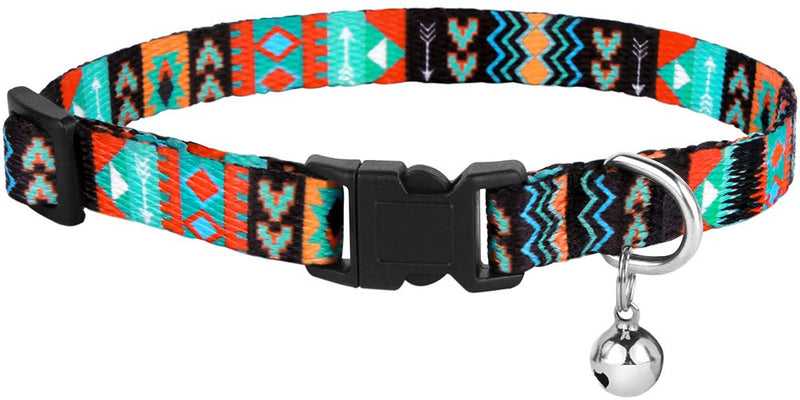 CollarDirect Cat Collar Breakaway Set of 2 PCS Tribal Pattern Aztec Pet Safety Adjustable Kitten Collar with Bell Ethnic + Tribal - PawsPlanet Australia