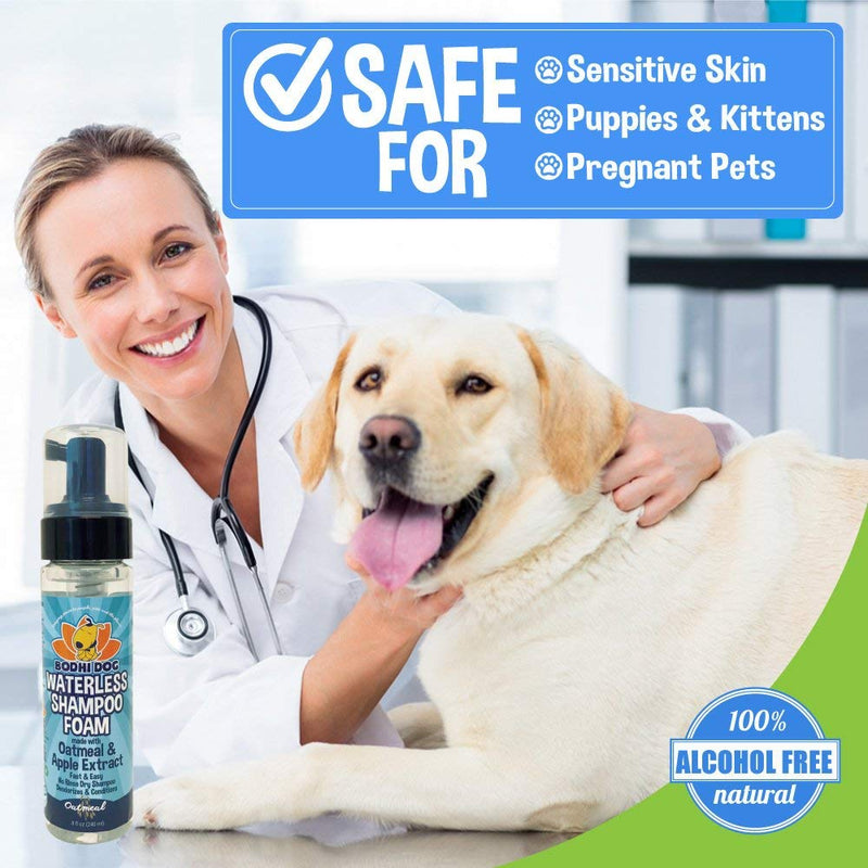 [Australia] - Dry Shampoo No Rinse Foaming Cleaner | Waterless Natural Foam Mousse for Dogs and Cats | Best for Bathless Cleaning & Pet Odor | Made in USA - 1 Bottle 8oz Oatmeal 