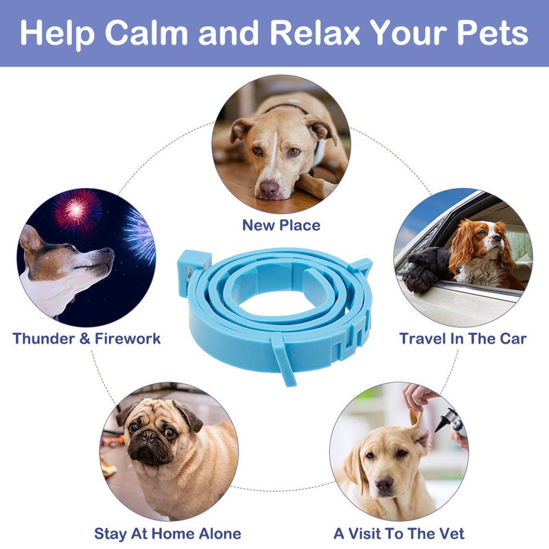 BINGPET Calming Collar for Dogs & Cats 2 Pack - 60 Days Effective Reduce Anxiety Waterproof Natural Pheromone Collar for Small Medium Large Dog Breed, Adjustable Up to 24.5 Inches Blue - PawsPlanet Australia