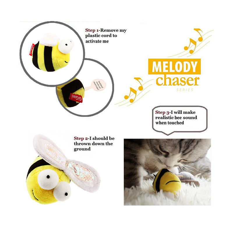 Gigwi Interactive Cat Toys Animal Sound Interactive Squeaking Cat Toys Melody Chaser & Toys for Cats to Play Alone,Play and Squeak Kitten Toy for Boredom Bee - PawsPlanet Australia
