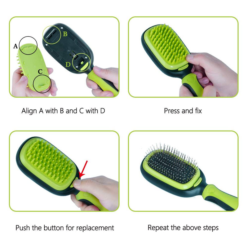 [Australia] - 5 in 1 Pet Grooming Kit for Dogs and Cats, Dual Side Pet Grooming Brush Set, Detachable Pet Hair Dematting Comb, Desheeding Comb, Bristle Brush, Pin Brush, Bath Brush 