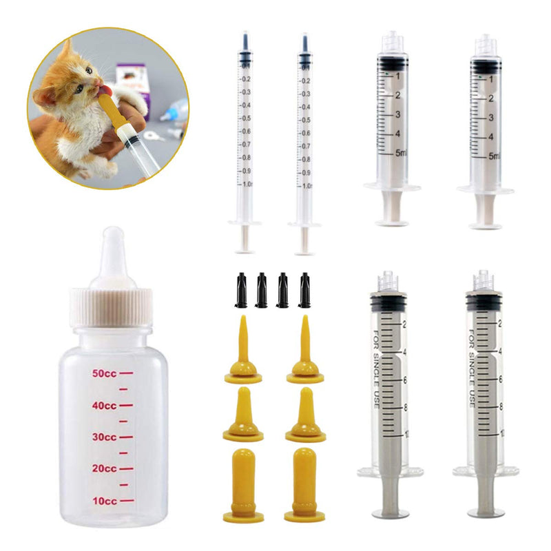 Puppy Nursing Bottle Pet Syringe Feeding Kit Original Nipple with Syringe and Feeding Nursing Bottle for Kittens Pet and Wildlife 13Pack - PawsPlanet Australia