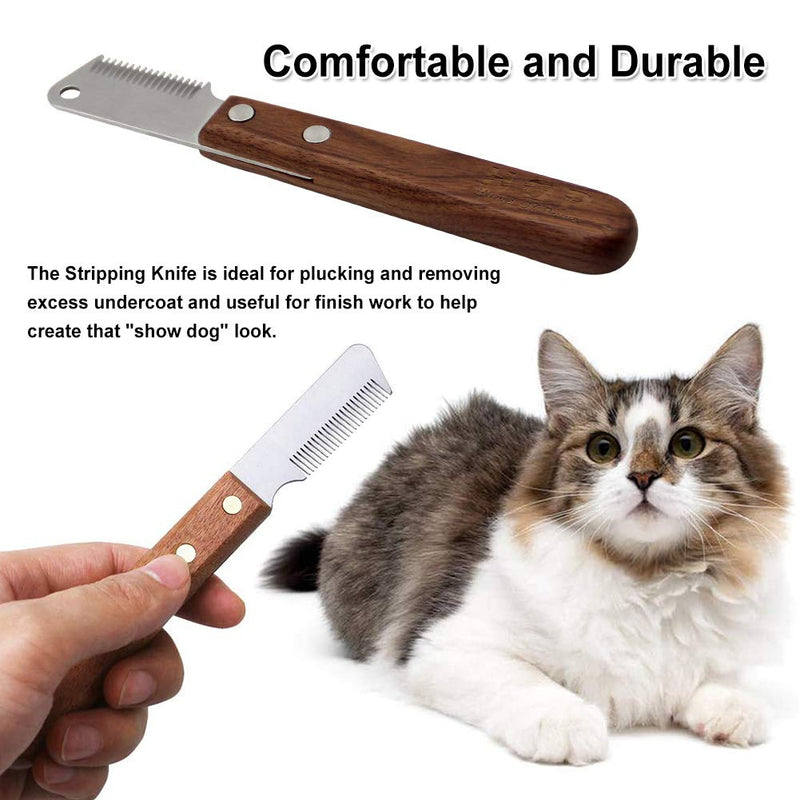 YUIP Dog Professional Stripping Knife, Dog knife stripping, Professional Dog Stripping tool,Pet Grooming Tool Ergonomic Wooden Handle - PawsPlanet Australia