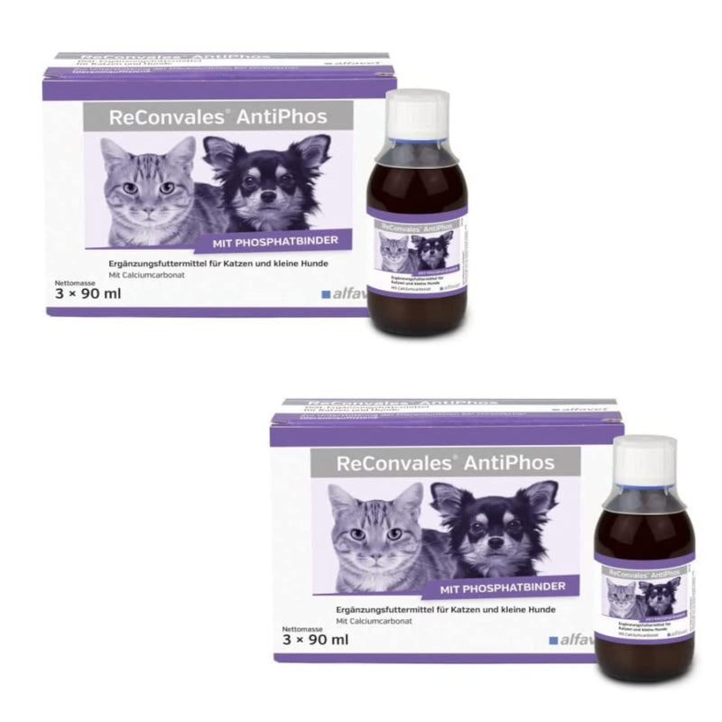 Alfavet ReConvales AntiPhos | Double pack | 2 x 3 x 90ml | Supplementary food for dogs and cats | May help support kidney function | Bottle - PawsPlanet Australia
