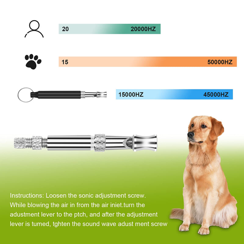 4 Pcs/Set Dog Training Whistle and Clicker, Adjustable Frequency Ultrasonic Dog Whistle with Lanyard, Professional Dog Clicker, Pet Training Kit, Stop Barking, Ideal for Recall Dogs Pet Puppy Training Black - PawsPlanet Australia