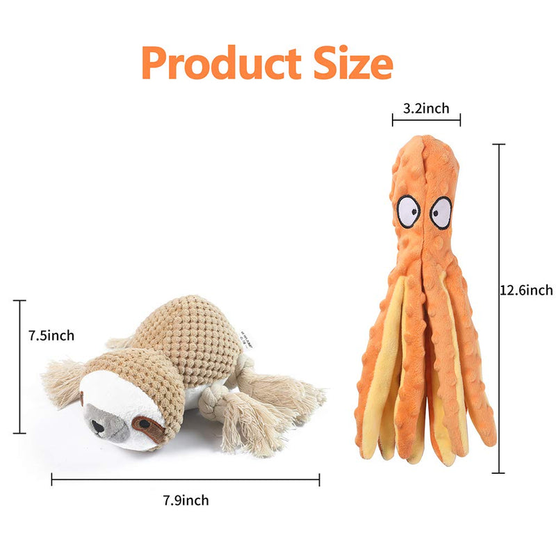 2 Pack Squeaky Dog Toys-Sloths Puppy Teething Chew Toys & Octopus Puppy Toys, No Stuffing Interactive Dog Toys, Lightweight Dog Chew Toys, Comfortable Touching Puppy Toy, Durable Tug Toy for Dogs - PawsPlanet Australia