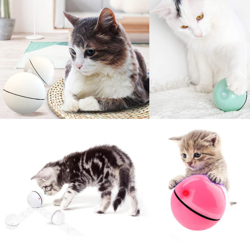 Gookit Cat Toys Balls Interactive Automatic Rolling Ball USB Rechargeable LED Light Entertainment Pet Exercise Chaser Toy Ball for Cats and Dogs (White) White - PawsPlanet Australia