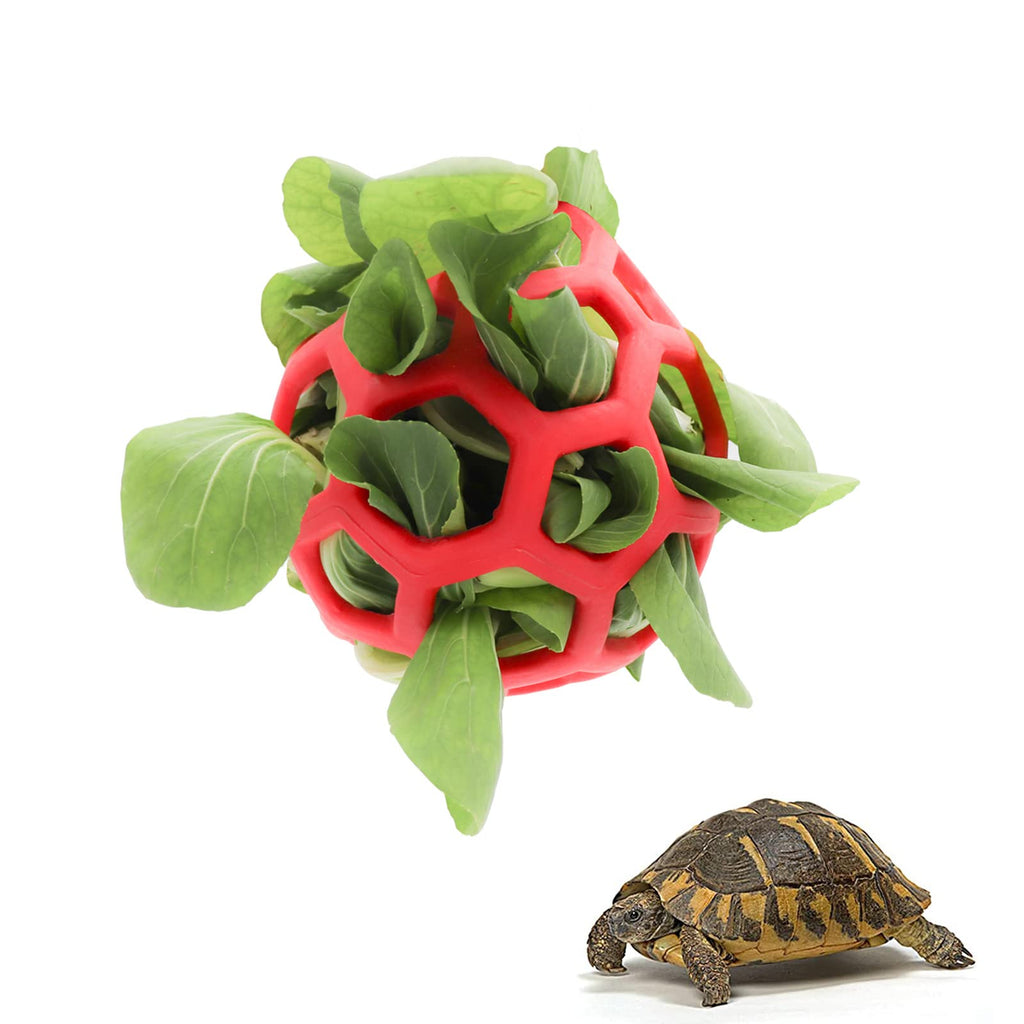 LODCZIOE Turtle Treat Ball Toy Hay Feeder Ball, Feeding Grass Ball for Turtle, Fruit Vegetable Feeder Holder Foraging Toy for Small Animals Pet Red/Excursion, Plain (Getaway Solids) - PawsPlanet Australia