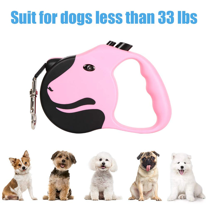 [Australia] - Emoly Upgraded Retractable Dog Leash, 360° Tangle-Free Dog Walking Leash for Heavy Duty up to 33lbs, 16.5ft Strong Reflective Nylon Tape with Anti-Slip Handle, One-Handed Brake, Pause, Lock（Pink） Red 