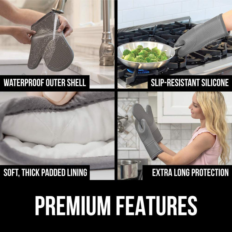 Gorilla Grip Oven Mitts Set and Splatter Screen for Frying Pan, Both in Almond Color, Oven Mitts are Heat Resistant, Splatter Screen is Dishwasher Safe, 2 Item Bundle - PawsPlanet Australia