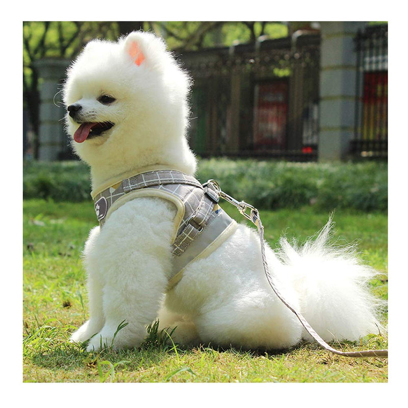 [Australia] - Kismaple Dog Cat Breathable Soft Mesh Reflective Harness and Leash Set Puppy Small Medium Dogs Vest Chest Harness No Pull No Choke, X-Small, Small, Medium, Large, X-Large XS Chest: 11.4in Khaki 