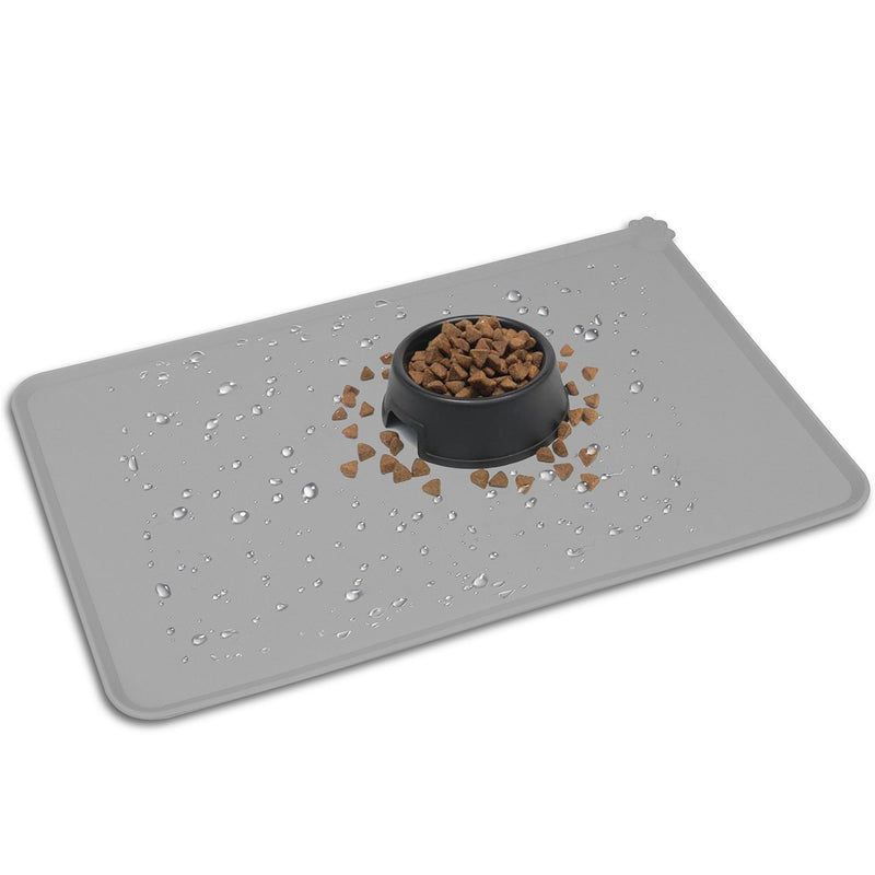 [Australia] - HOOSUN Pet Food Mat, Pet Silicone Bowl Mat, Pet Feeding Mat, Waterproof Dog Cat Mat Premium Silicone Food Grade Non-Stick Non-Slip Anti-Spill Easy Clean Gray 