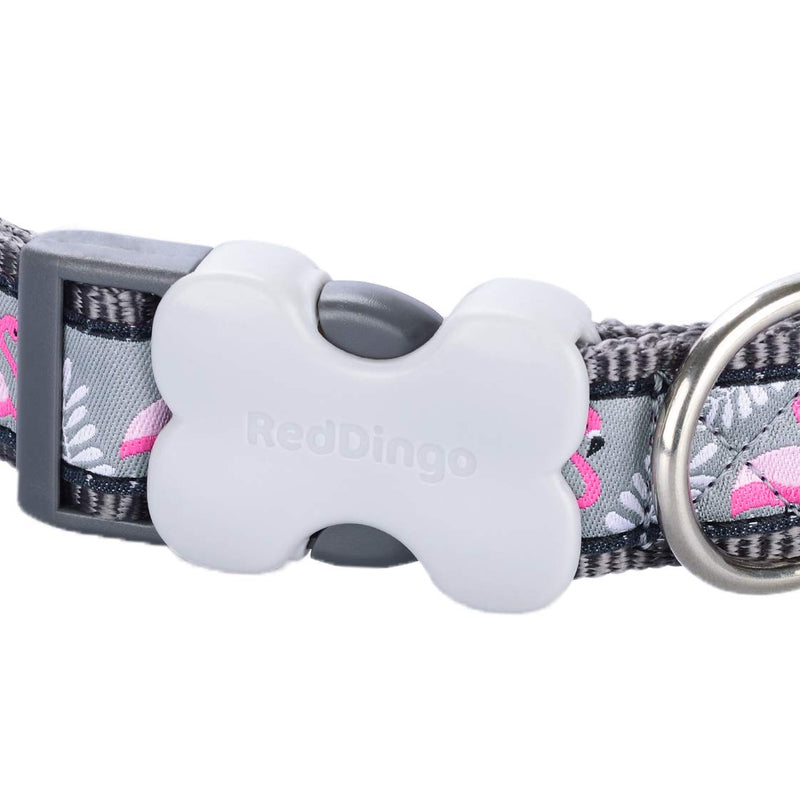 Red Dingo Grey Flamingo Dog Collar (15mm x 24-36cm), Small - PawsPlanet Australia