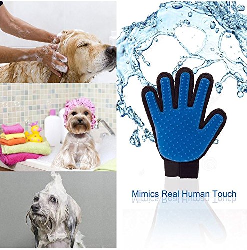 Vinsani® Blue Pet Grooming Glove Brush Massager, Pet Hair Remover Mitt Deshedding Glove - Perfect for Dogs & Cats with Long & Short Fur - PawsPlanet Australia