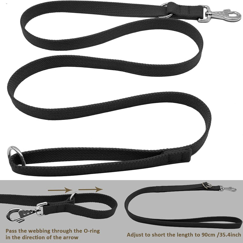 Hoanan 6ft Heavy Duty Tactical Dog Leash, Military Style Thick Nylon Strong K9 Dog Leash for Outdoor Walking Hunting Hiking, Black Leash 1 in x 6ft - PawsPlanet Australia