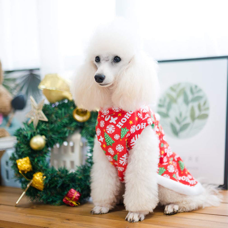 [Australia] - PUPTECK Christmas Dog Dress with Bowtie - Cute Dog Plush Ruffle Dresses Pet Clothes - Red Party Birthday Apparel for Small Medium Dogs Cats 